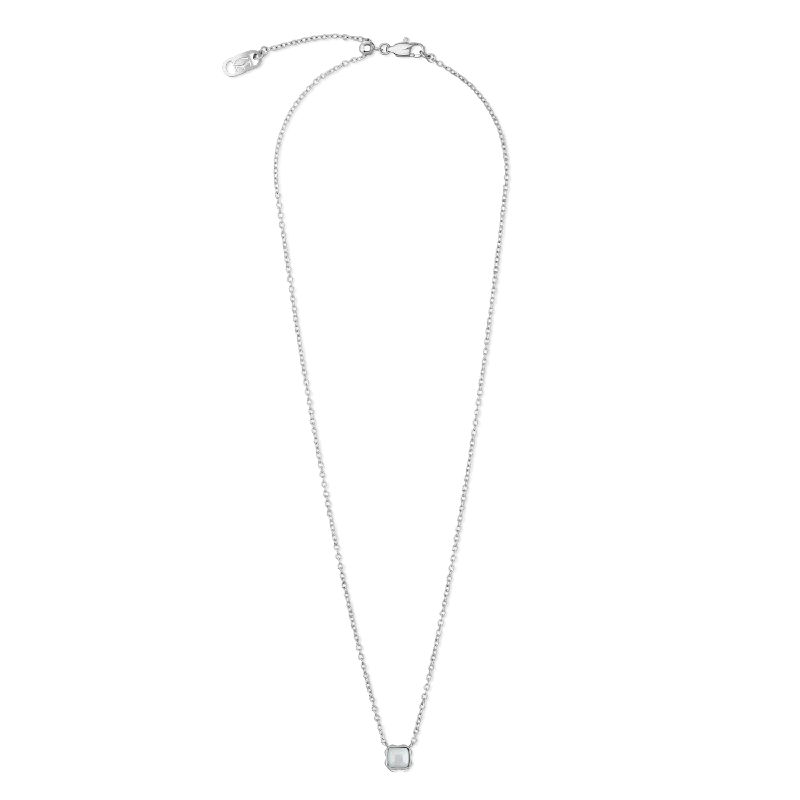 Elegant Gold Necklace for Weddings-Birthstone April Necklace White Quartz Silver