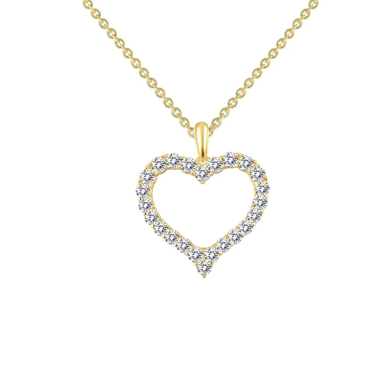 Fashionable Necklace for Women-Lafonn Simulated Diamond Open Heart Pendant Necklace P0146CLG