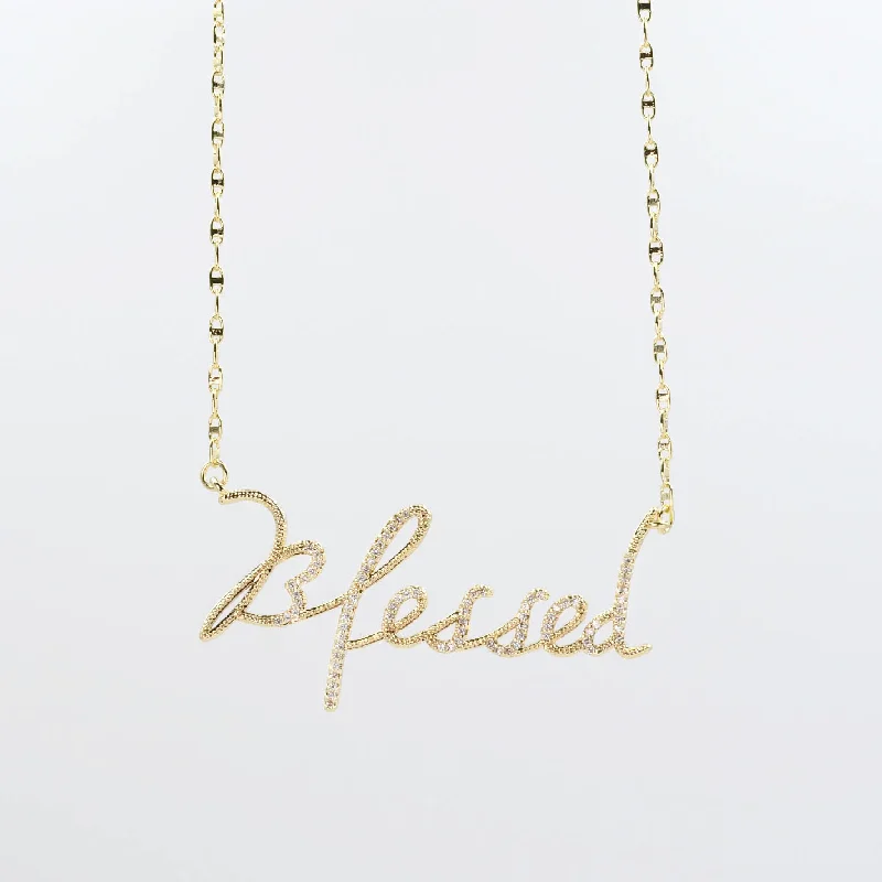 Trendy Choker Necklace-Blessed Gold Necklace I-40