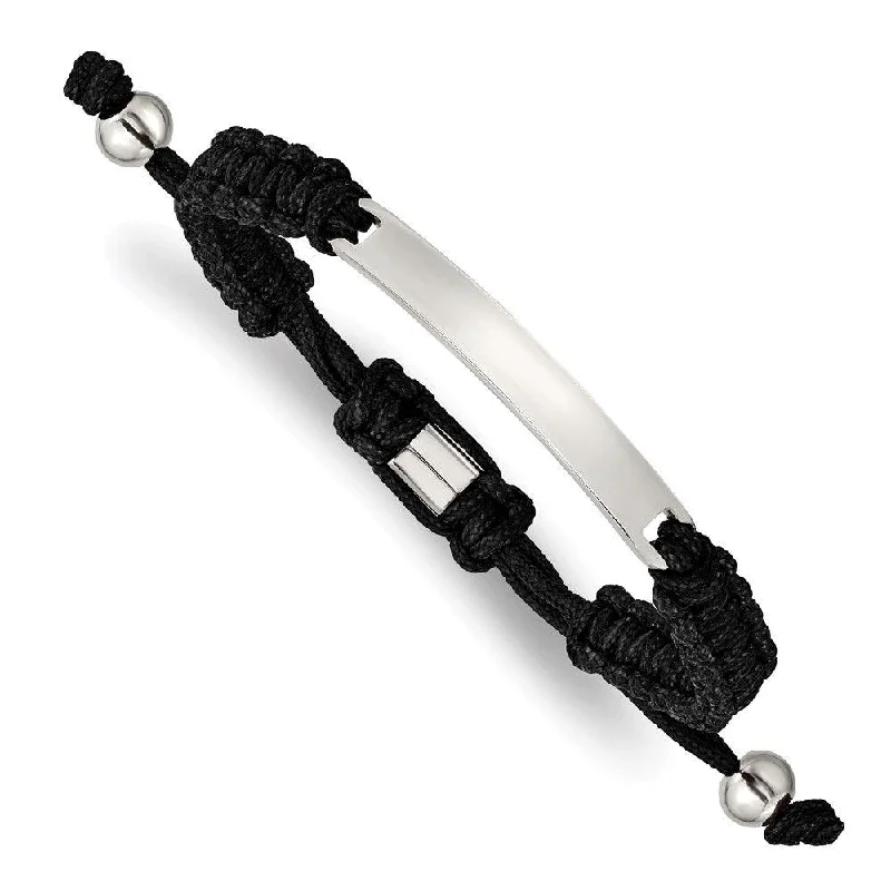 Unique Gemstone Bracelet-Stainless Steel Polished Black Nylon Adjustable ID Bracelet