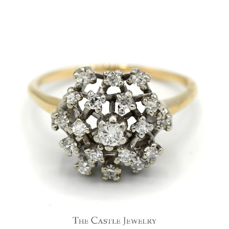 Trendy Gold Wedding Ring-1/2cttw Round Shaped Diamond Cluster Ring in 14k Yellow Gold