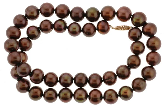 Bohemian Necklace with Stones-18" Chocolate Potato Pearl Necklace (SKU: 190283)