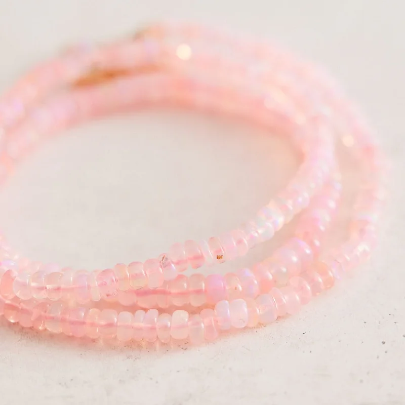 Colorful Beaded Necklace-Baby Pink Opals