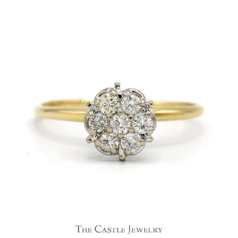 Personalized Wedding Ring-1/2cttw 7 Diamond Cluster Ring in 14k Yellow Gold