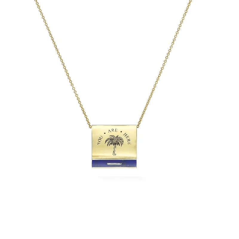 Designer Pendant Necklace-Lapis Matchbox Pendant Necklace