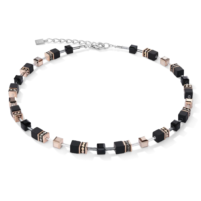 Personalized Necklace for Bride-GeoCUBE® Necklace onyx black-rose gold