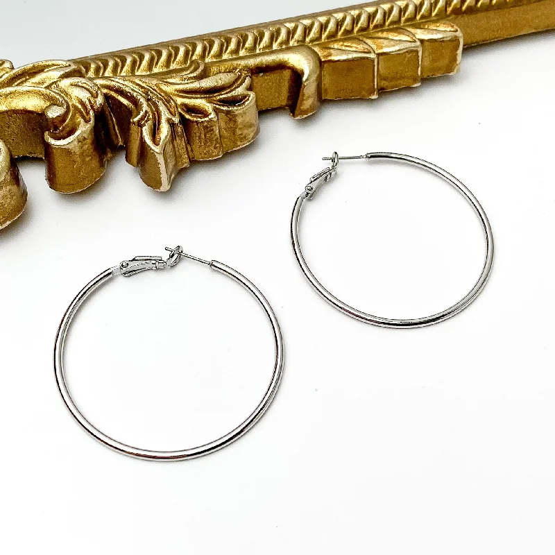 Crystal Hoop Earrings-Sorrelli | Dreams Hoop Earrings in Palladium Silver Tone