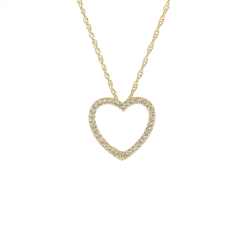 Luxury Necklace with Diamonds-14KT GOLD DIAMOND OPEN HEART NECKLACE