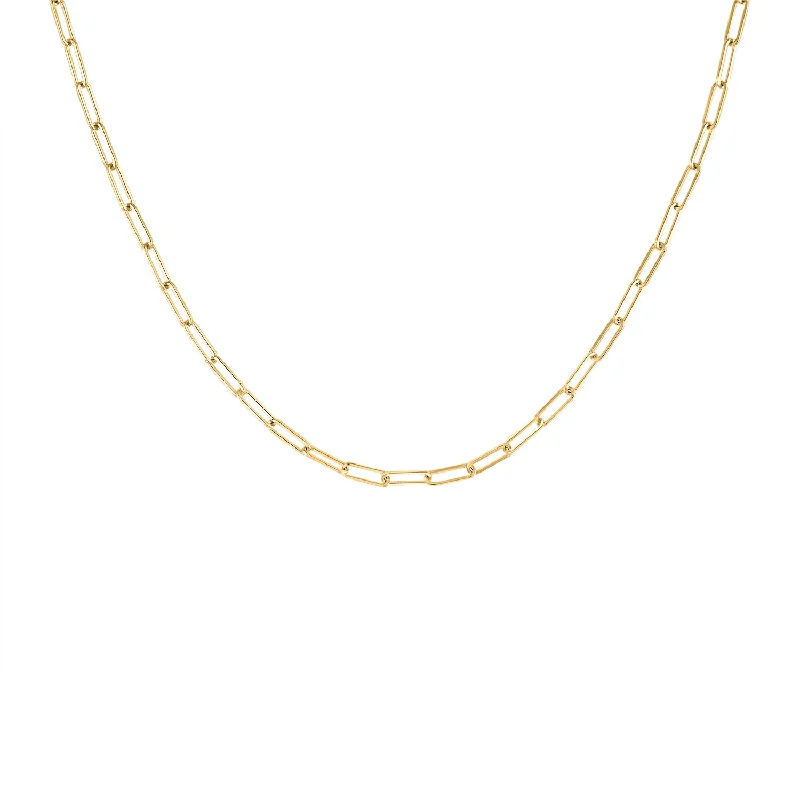 Elegant Gold Necklace for Weddings-14KT GOLD XXSMALL RECTANGLE LINK NECKLACE