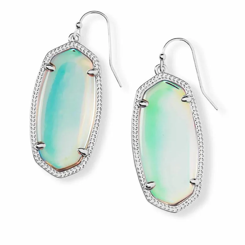 Geometric Drop Earrings-Kendra Scott | Elle Silver Drop Earrings in Dichroic Glass