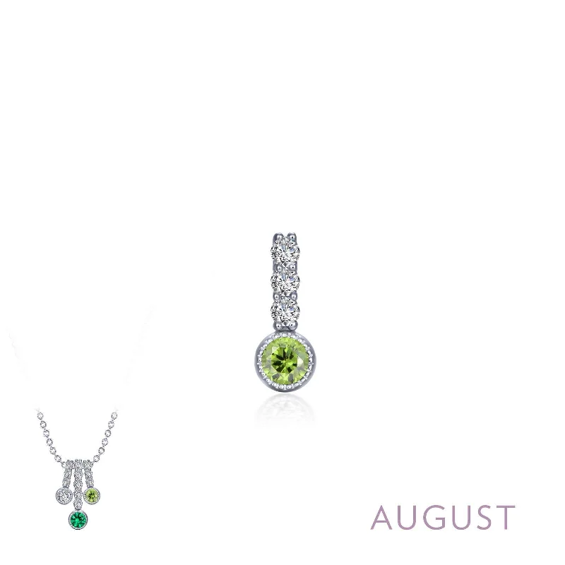 Unique Bridal Necklace-Lafonn August Birthstone Simulated Diamond & Peridot Small Love Pendant BP002PDP