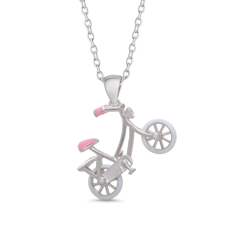 Designer Silver Necklace-Bicycle Necklace