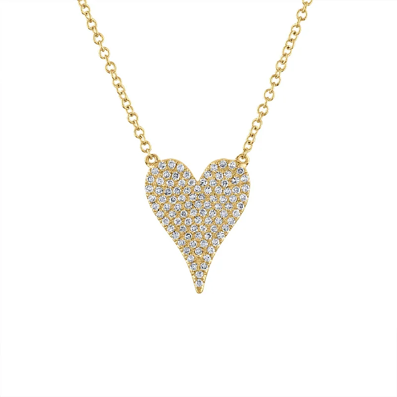 Bridal Necklace for Wedding Day-14KT GOLD MEDIUM MODERN HEART DIAMOND NECKLACE