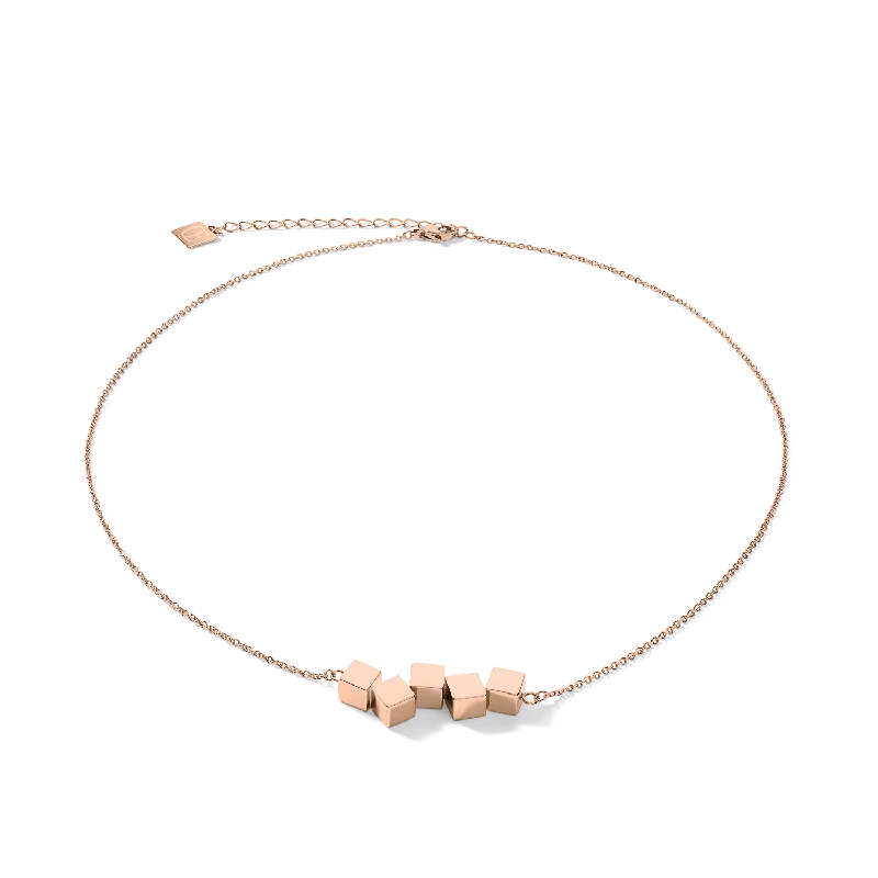 Modern Diamond Necklace-Necklace Dancing GeoCUBE® stainless steel rose gold