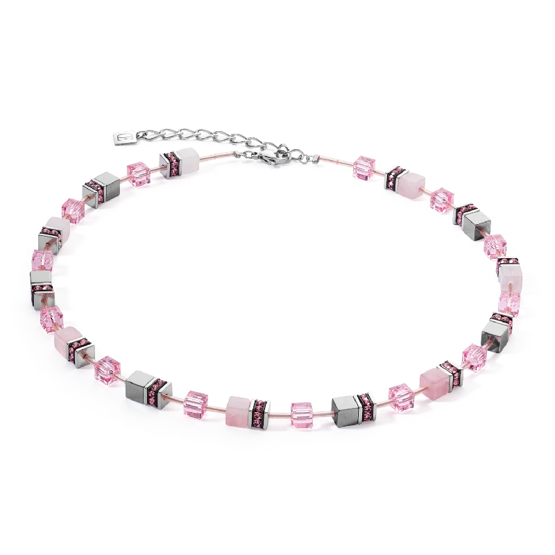 Statement Necklace with Pearls-GeoCUBE® Iconic Precious necklace rose