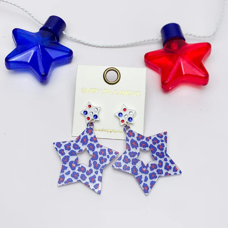 Butterfly Design Earrings-USA Fashionista Star Earrings in Red, White, and Blue