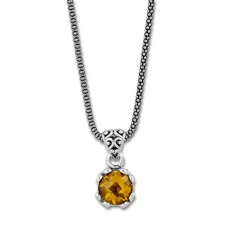 Personalized Gold Pendant Necklace-Samuel B. Citrine Birthstone Glow Necklace - November