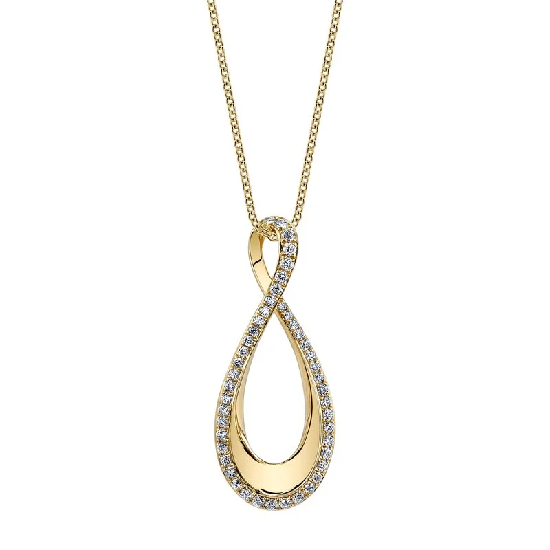 Rose Gold Necklace for Women-14K Yellow Gold 0.38ct. Swirling Diamond Fashion Necklace