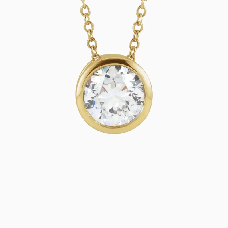 Romantic Necklace for Girlfriend-Solitaire Lab-Grown Diamond Necklace