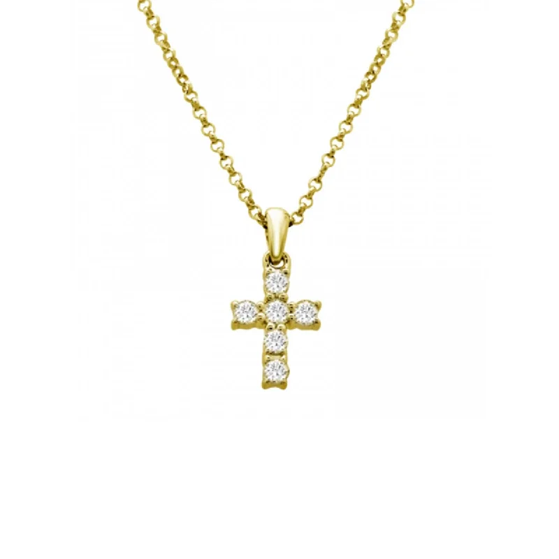 Wedding Necklace with Pearls-Small Diamond Cross