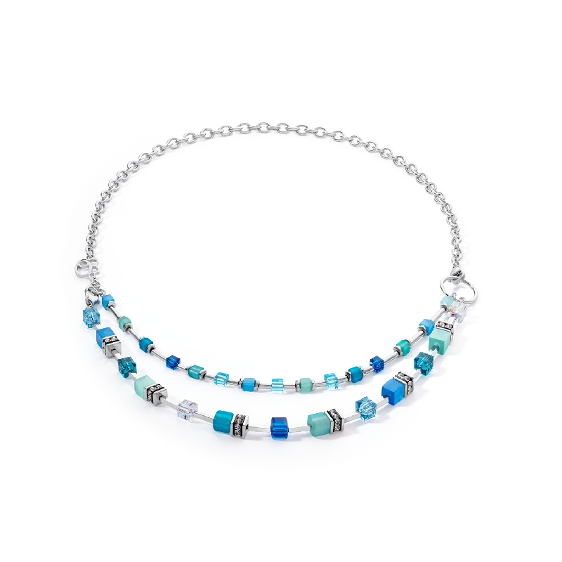 Elegant Crystal Pendant Necklace-GeoCUBE® Iconic Layer Chain necklace Ocean Vibes