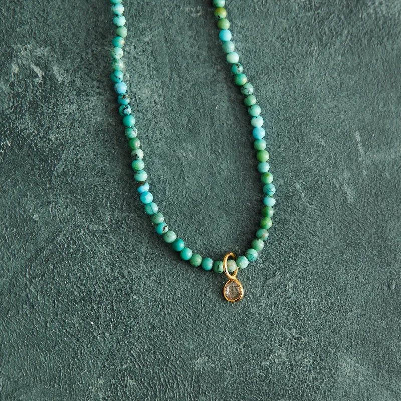 Fashionable Pendant Necklace-Diamond & Turquoise Necklace