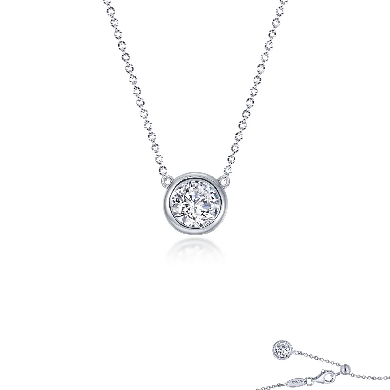 Pendant Necklace with Birthstone-Lafonn Simulated Diamond 0.60ct Bezel Set Solitaire Necklace N0292CLP