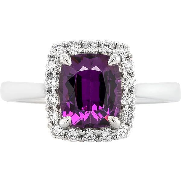 Luxury Engagement Ring Set-Gems of Distinction Collection's 14k White Gold 2.82ct Purple Garnet & .36ctw Diamond Ring