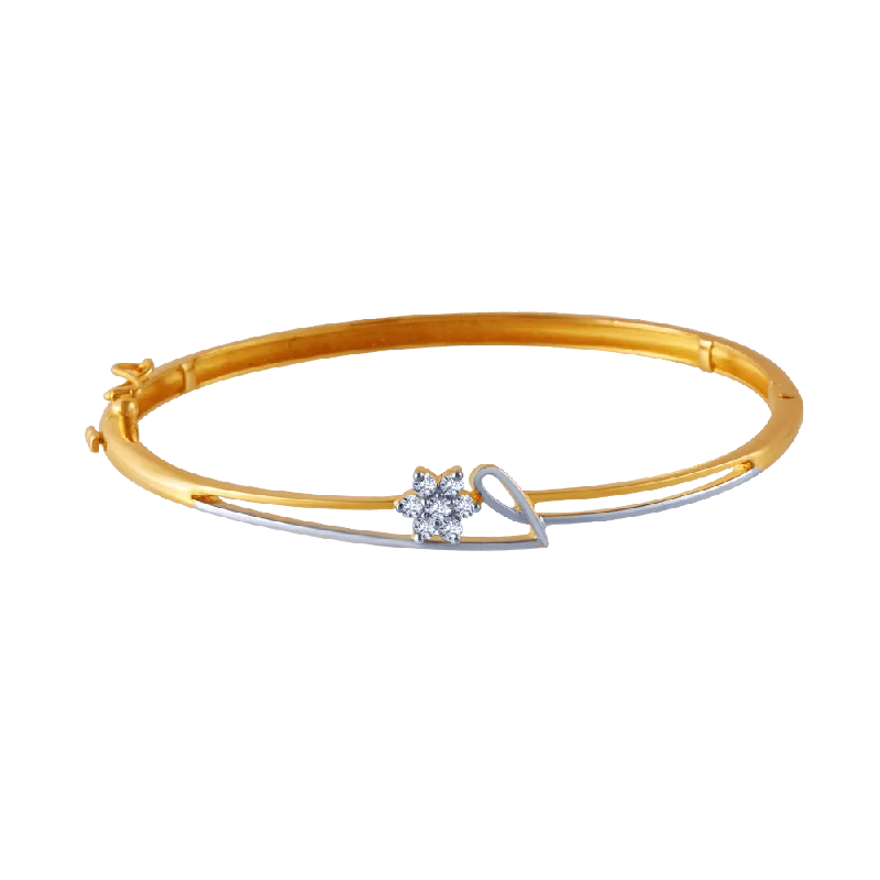 Simple Silver Bangle-18k Gold Bracelet With Diamond In The Shape Of Flower