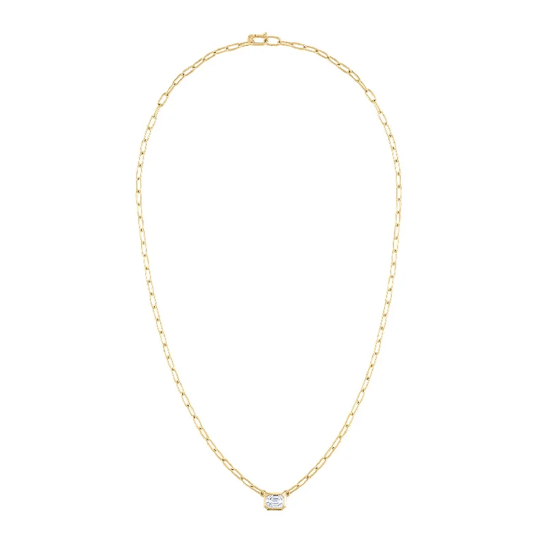 Simple Silver Pendant Necklace-14KT GOLD DIAMOND HEXAGON LINK NECKLACE