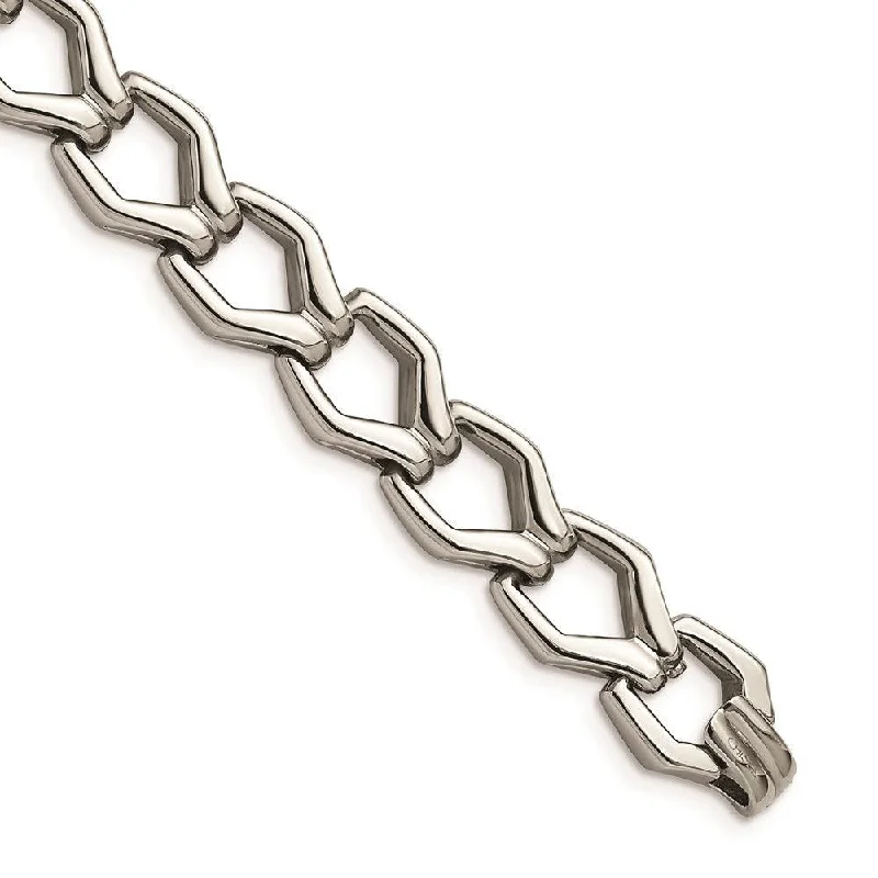 Elegant Men’s Bracelet-Stainless Steel Polished Fancy Link 8.5 Bracelet