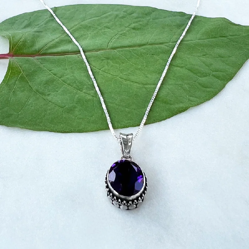 Unique Crystal Necklace-Pre-order - Amethyst Filigree Necklace - Sterling Silver, Indonesia