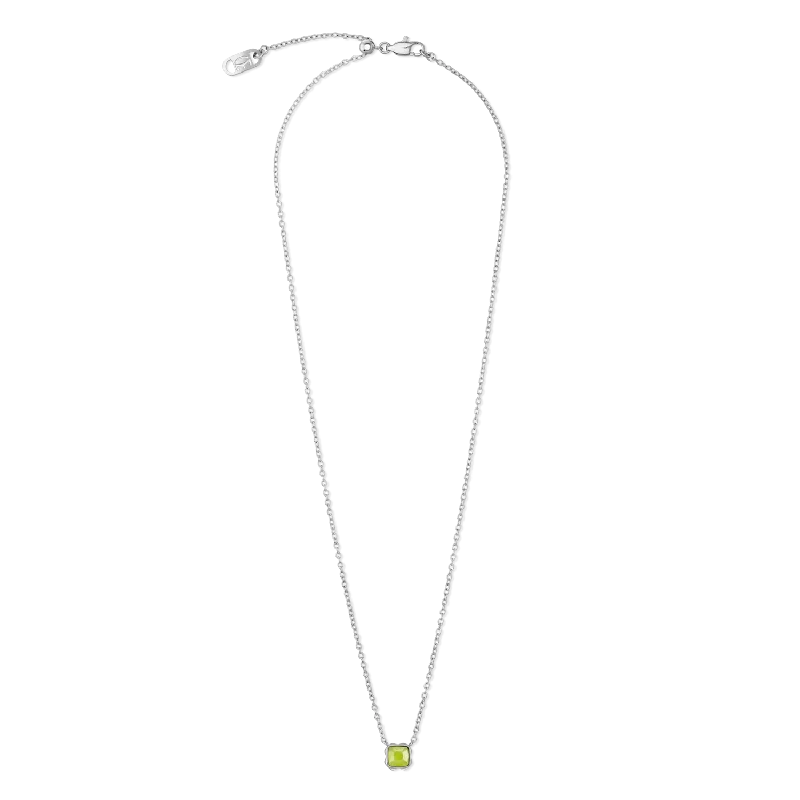 Fashionable Pendant Necklace-Birthstone August Necklace Green Jade Silver