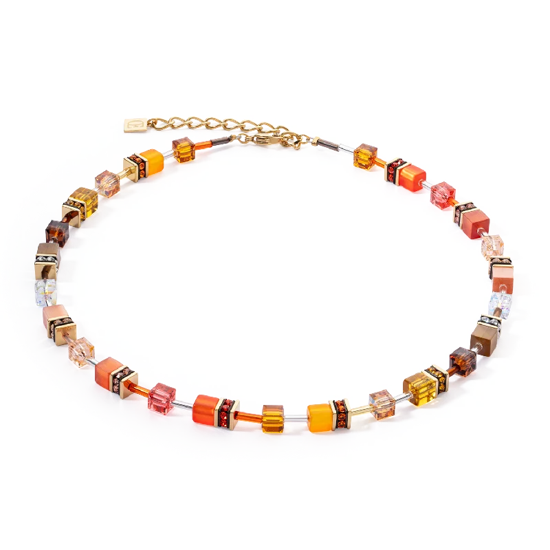 Beautiful Gold Necklace-GeoCUBE® Iconic necklace Sunset gold