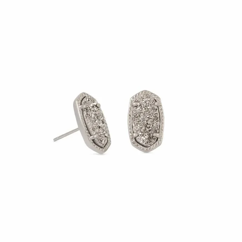 Elegant Stud Earrings-Kendra Scott | Ellie Silver Stud Earrings in Platinum Drusy