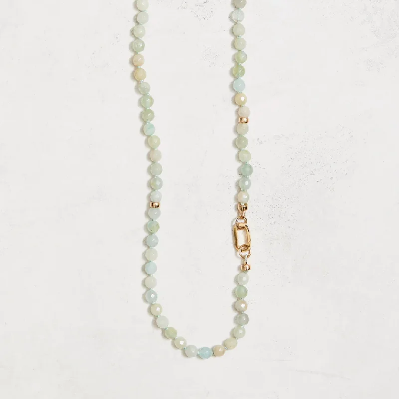 Wedding Necklace with Pearls-Faded Aquamarine Necklace