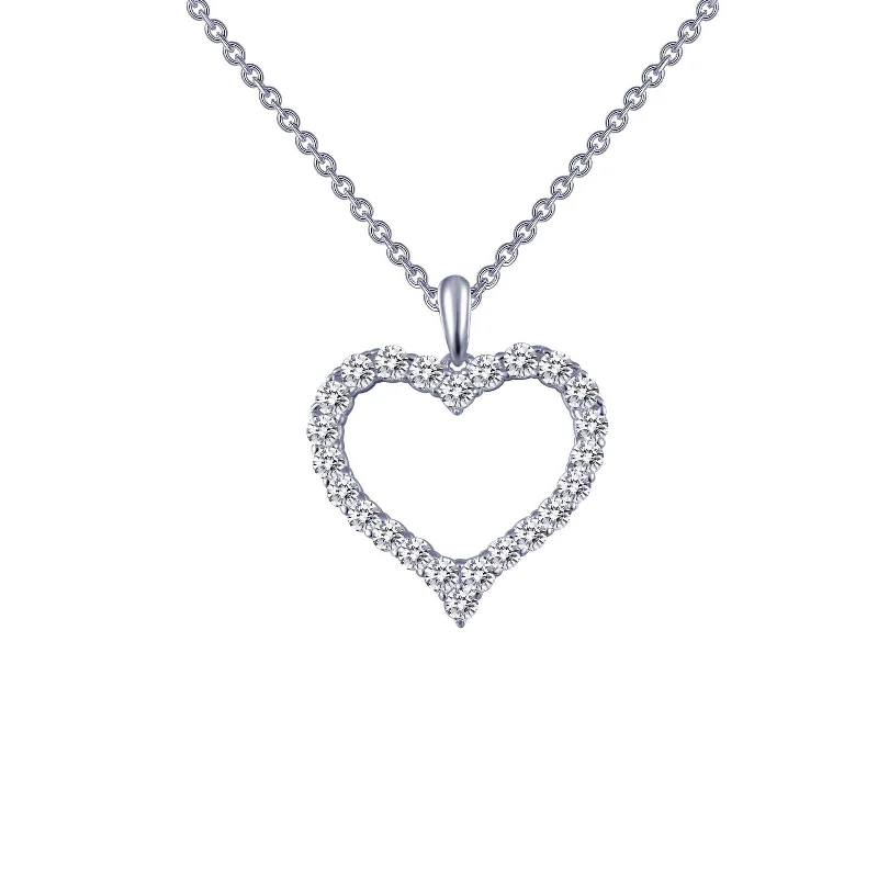 Unique Silver Necklace-Lafonn Simulated Diamond Open Heart Pendant Necklace P0146CLP