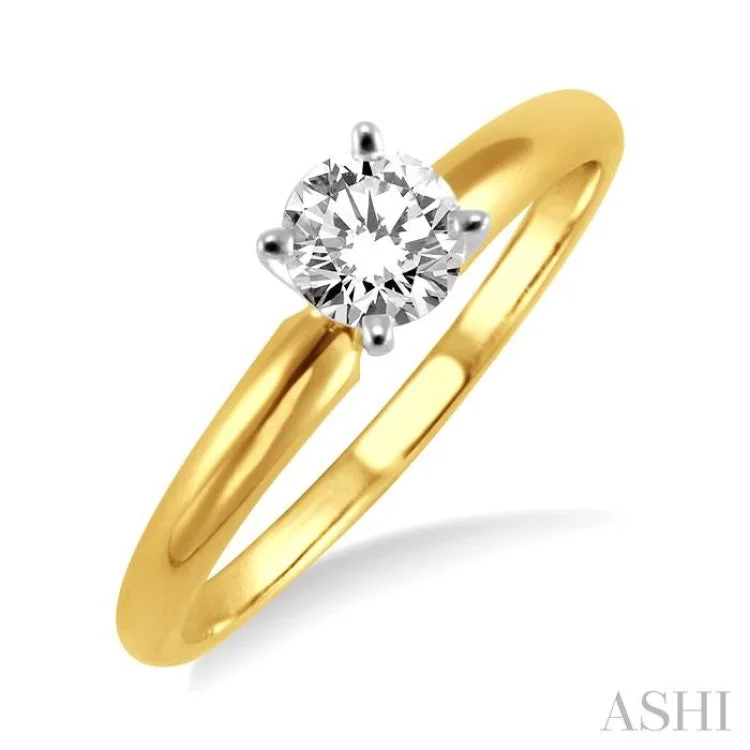 Personalized Gemstone Ring-Round Cut Diamond Solitaire Ring in 14K Yellow Gold