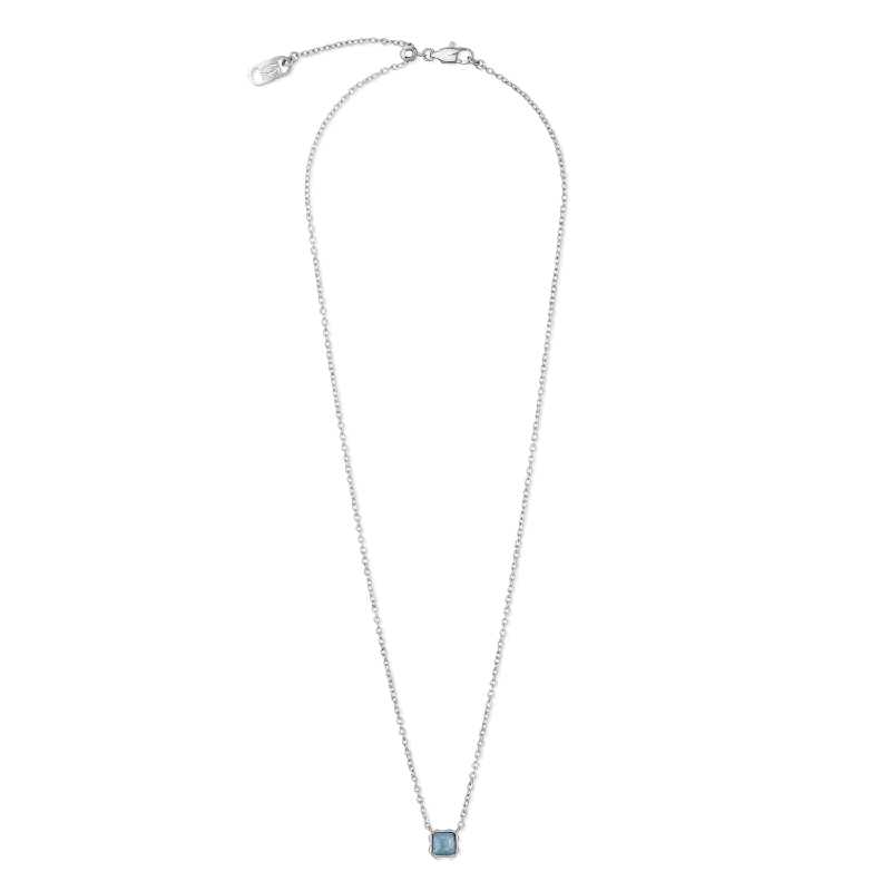 Bridesmaid Necklace for Wedding-Birthstone March Necklace Blue Aventurine Silver