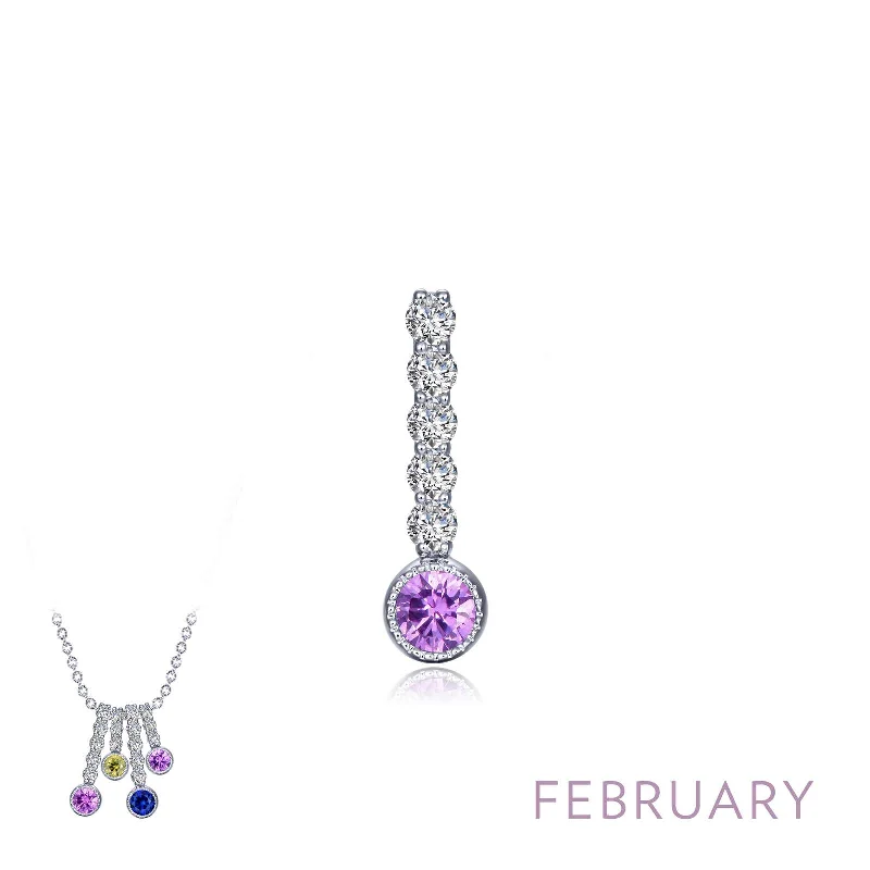 Classic Gemstone Necklace-Lafonn February Birthstone Simulated Diamond & Amethyst Large Love Pendant BP003AMP