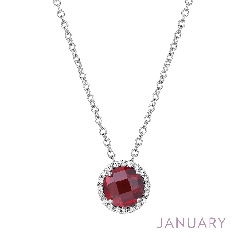 Rose Gold Necklace for Women-Lafonn Simulated Diamond & Genuine Garnet Birthstone Necklace - January BN001GNP