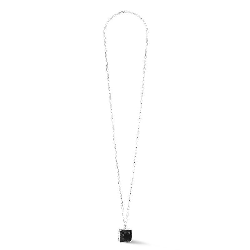 Designer Necklace for Women-Necklace OE Amulet Square Onyx silver-black