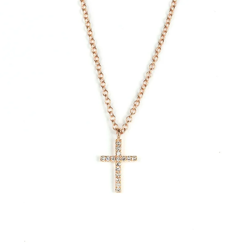 Elegant Crystal Necklace-Petite Cross Necklace