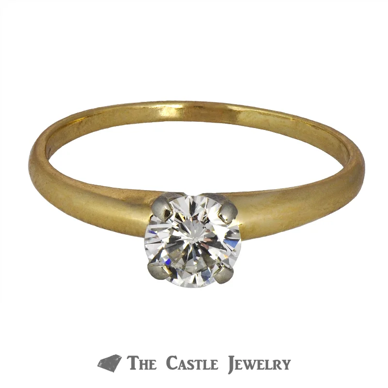 Stunning Engagement Ring-Low Profile Round Diamond Engagement Ring .55ct SI1/H in 14K Gold