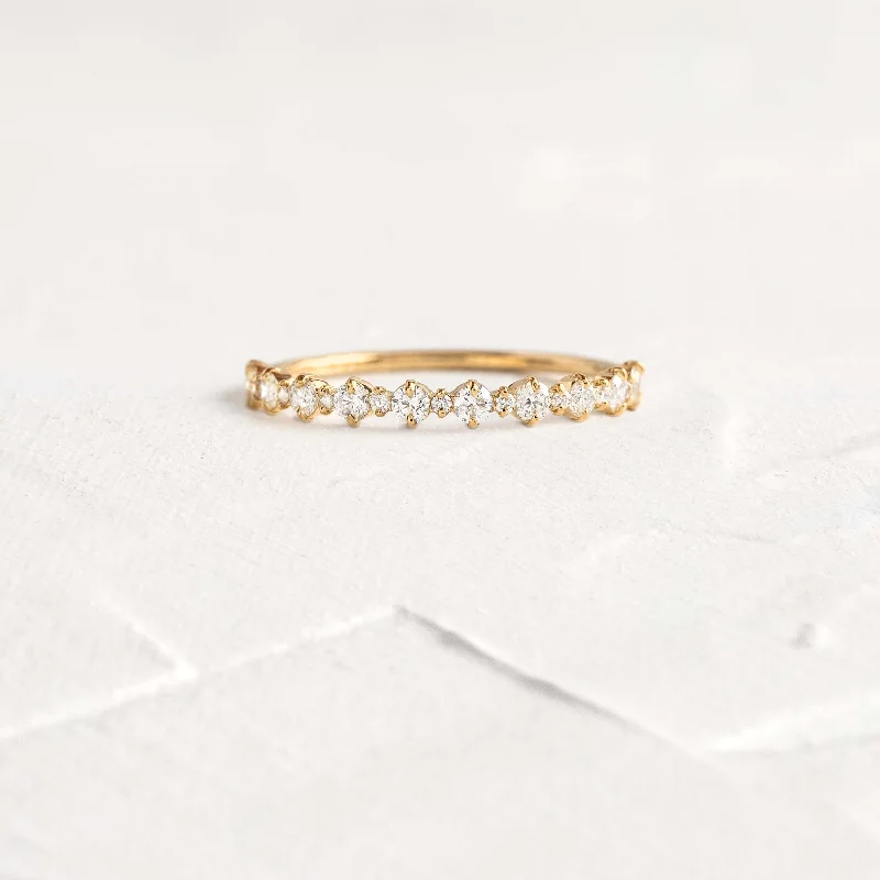 Gold Ring with Emerald-Wavelet Band - In Stock