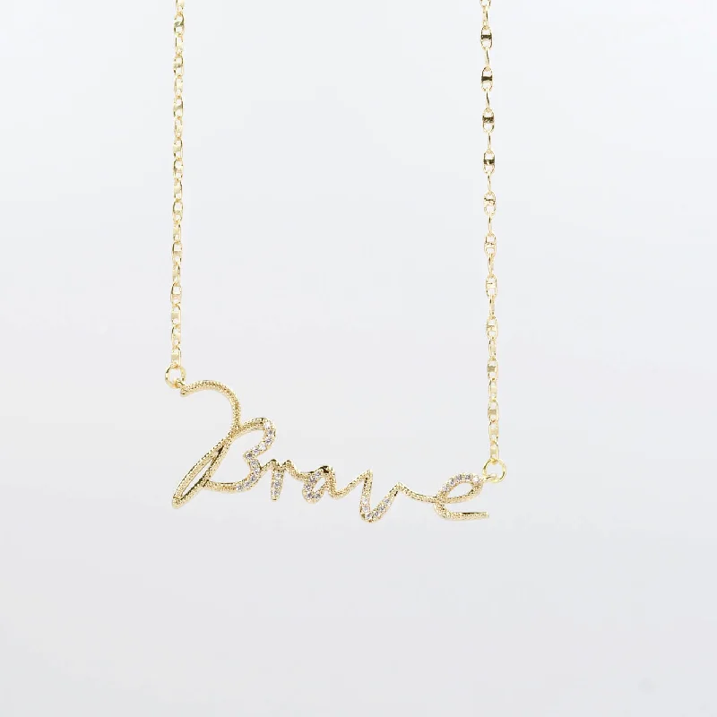 Custom Diamond Necklace-Brave Necklace Gold I-39