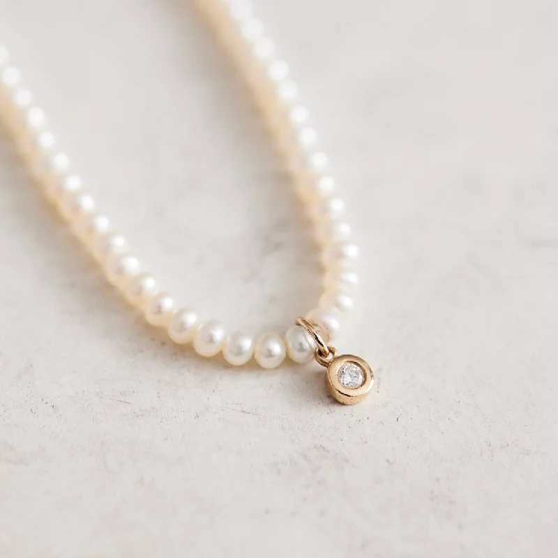 Modern Diamond Necklace-Baby Pearls & Diamond Necklace