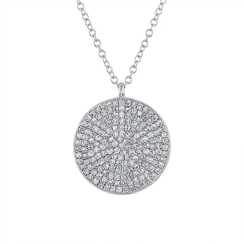 Layered Necklace for Women-14KT GOLD LARGE PAVE DIAMOND DISK NECKLACE