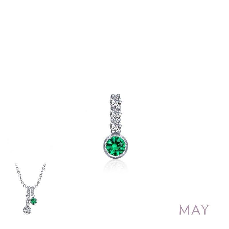 Gorgeous Gemstone Necklace-Lafonn May Birthstone Simulated Diamond & Emerald Small Love Pendant BP002EMP