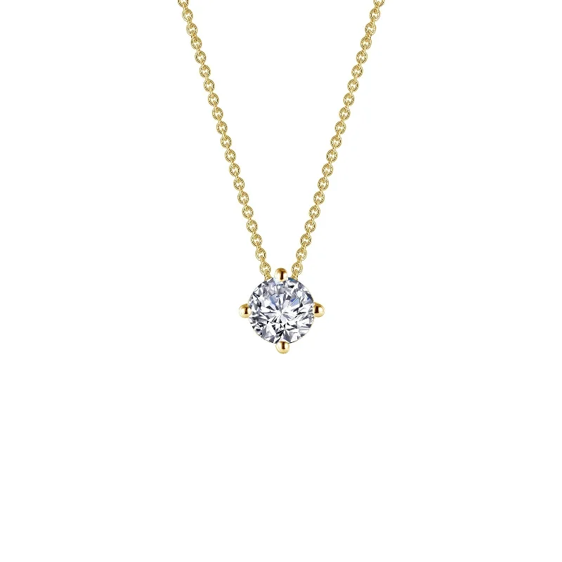 Simple Silver Pendant Necklace-Lafonn Simulated Diamond 1.00ct East West Prong Solitaire Necklace N0154CLG